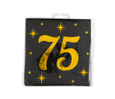 75 Jaar Servetten Zwart Goud 19cm 16st